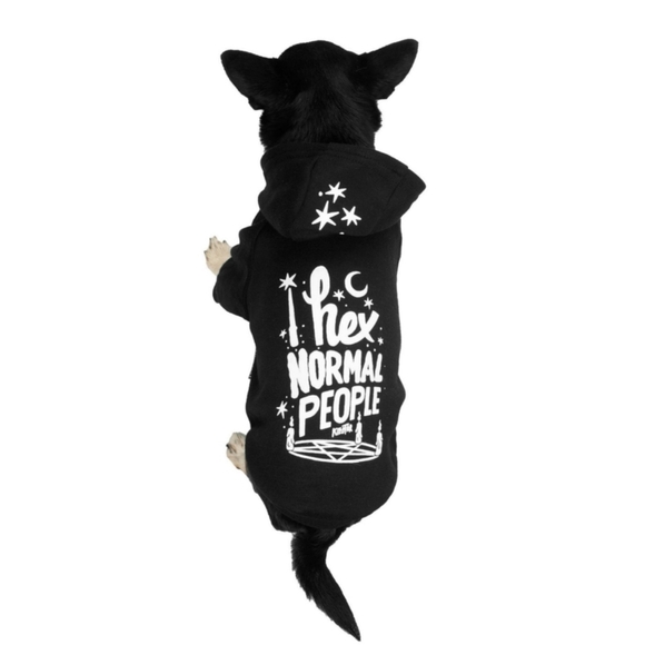 Killstar ✦ Hex Pet Hoodie ✦ L Black Jersey Cotton “I Hex Normal People” NWT - Picture 1 of 13